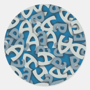 Letter A Blue Classic Round Sticker