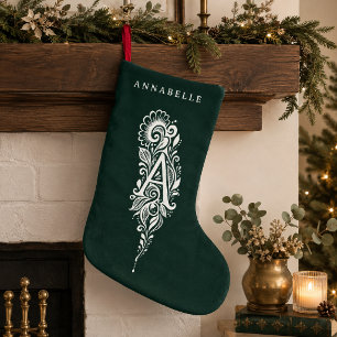 Letter A Botanical Monogram Personalized Stocking