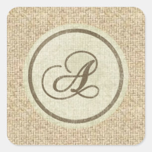 Letter A burlap rustic design stickers