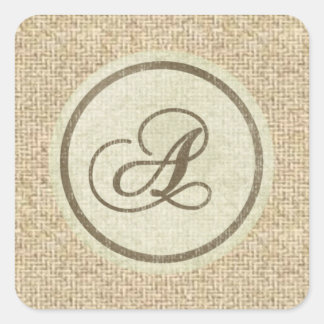 Letter A burlap rustic design stickers