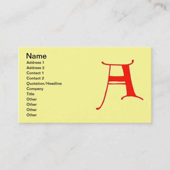 Letter A Business Card (Front)