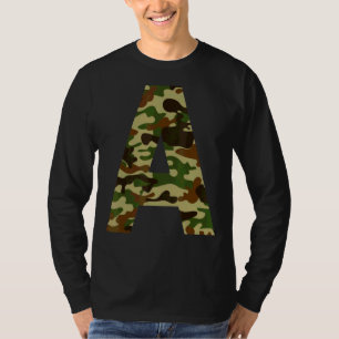 Letter A Capital Alphabet Camouflage Initial T-Shirt