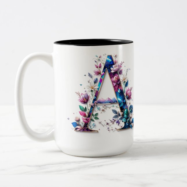 Letter A Coffee Mug – Floral Design for Gifting (Left)