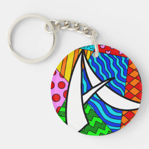 Letter A colourful doodles Key Ring