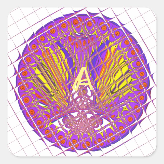 Letter A, Colourful logo text design Square Sticker (Front)