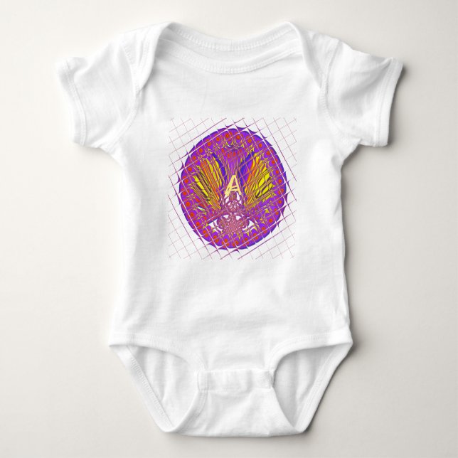 Letter A Colourful Logo Text | Radiant Initial Art Baby Bodysuit (Front)