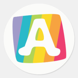 Letter A colourful stripe box monogram sticker