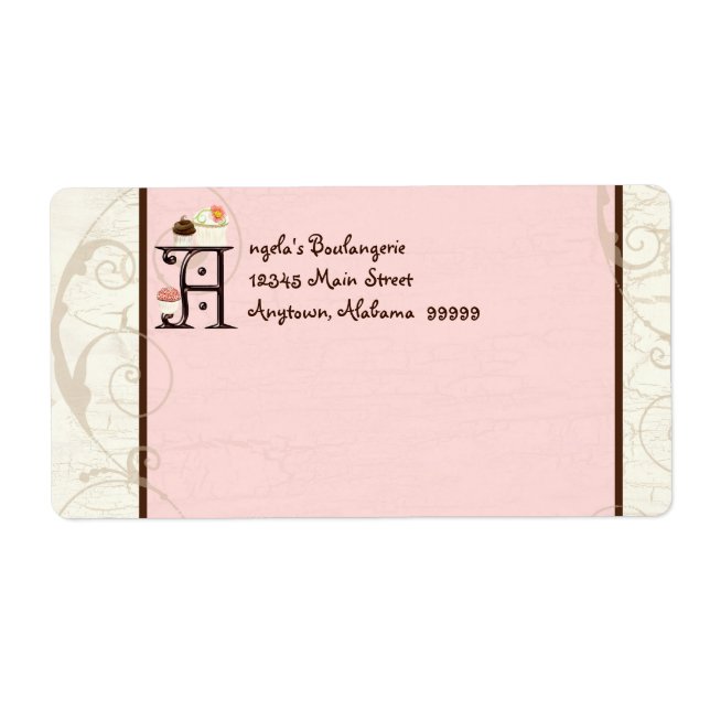 Letter A  Cupcake Business Address Mailing Labels (Front)
