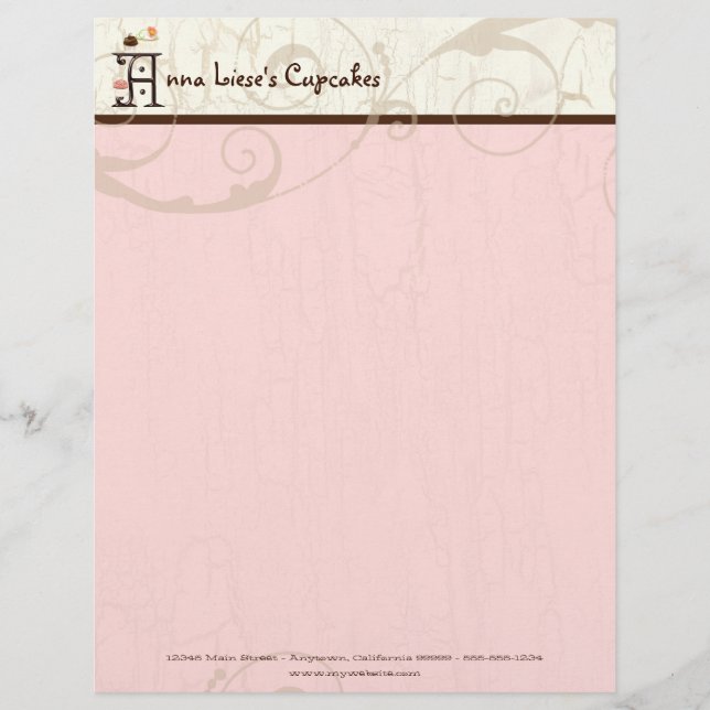 Letter A Cupcake Business Letterhead (Front)