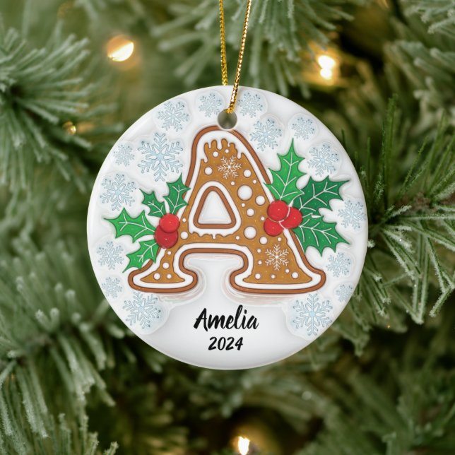 Letter A Custom Christmas Monogram Ornament (Tree)
