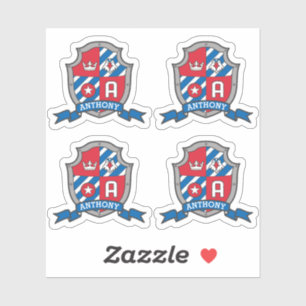 Letter A custom name Anthony eagle knights crest