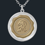 *~* Letter A  Diamond GOLD Wax Seal Monogram Silver Plated Necklace<br><div class="desc">Energetically Enhanced Pendant The letter "A" looks great in this GOLD WAX SEAL STAMP SILVER PLATED NECKLACE. SPARKLING WAX SEALS / STAMPS STICKERS - Great for a special envelope , party event celebration favors and more. The design is ELEGANT CLASSIC and RICH. The faux DIAMONDS give it a lovely SPARKLE......</div>
