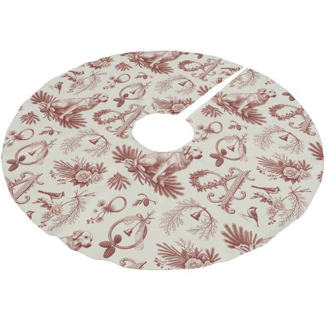 Letter A Dog Christmas Tree Skirt Holiday (Angled)