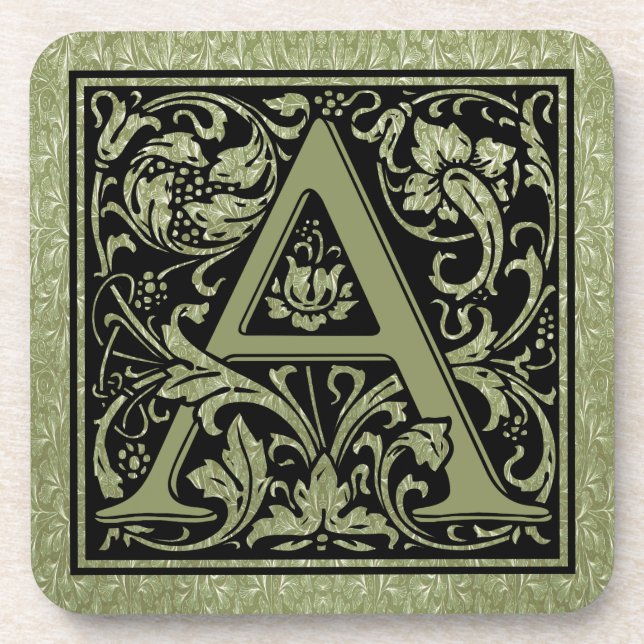 Letter A First Letter Monogram Coaster (Front)