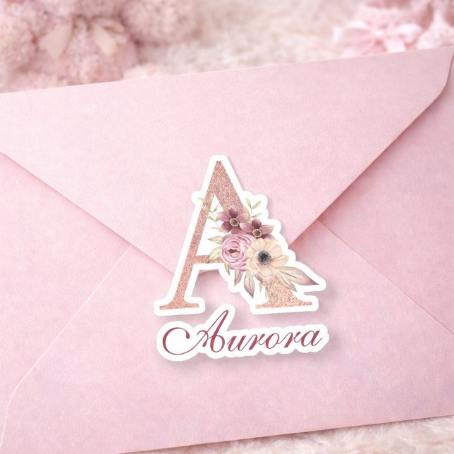 Letter A Floral Rose Gold Monogram Baby Shower (Creator Uploaded)