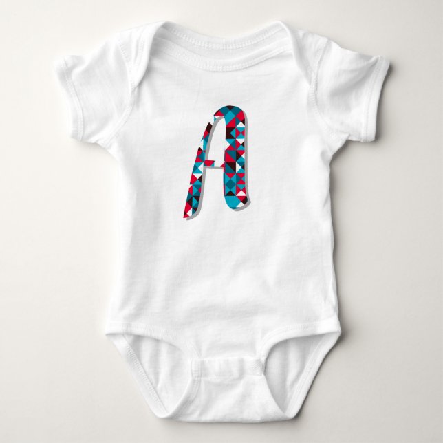 Letter A Geometric Baby Bodysuit – Modern Monogram (Front)