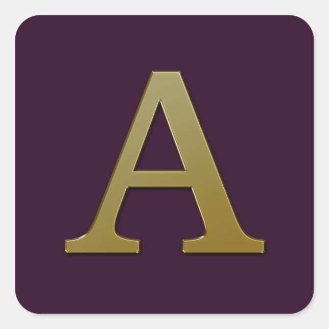 Letter A Gold Square Sticker (Front)