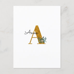 Letter A Golden monogram  Postcard