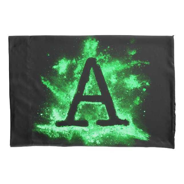 Letter A Green Capital Alphabet Pillowcase (Front)