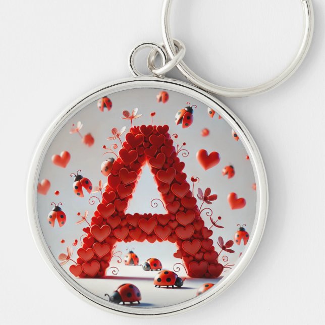 ❤️ Letter A Heart Design Gift For Her 🎁 Key Ring (Front)