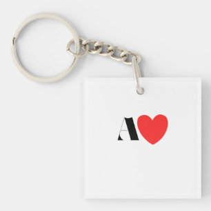 Letter A Heart - Valentine Initial Love Design Key Ring