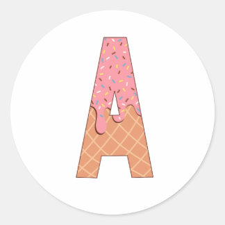 Letter A - Ice cream theme Classic Round Sticker