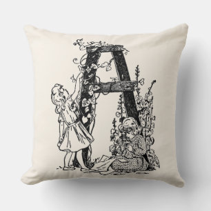 Letter 'A' in the Garden Monogram Cushion