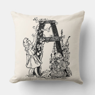 Letter 'A' in the Garden Monogram Cushion