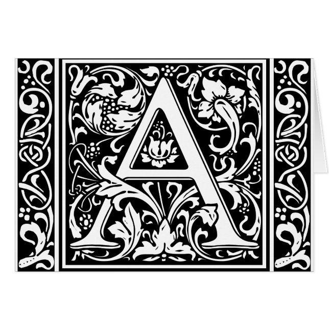 Letter A Mediaeval Monogram Art Nouveau (Front Horizontal)