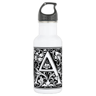 Letter A Mediaeval Monogram Art Nouveau 532 Ml Water Bottle