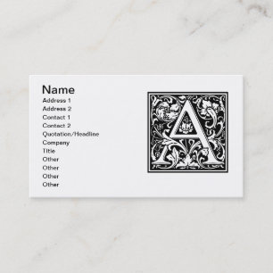 Letter A Mediaeval Monogram Art Nouveau Business Card