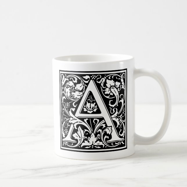 Letter A Mediaeval Monogram Art Nouveau Coffee Mug (Right)