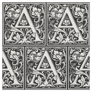 Letter A Mediaeval Monogram Art Nouveau Fabric