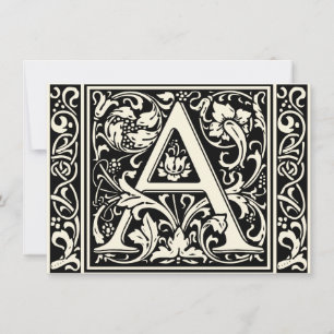 Letter A Mediaeval Monogram Art Nouveau Invitation