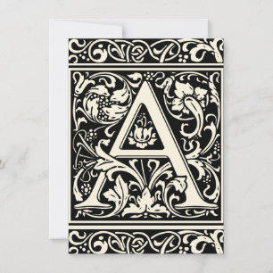Letter A Mediaeval Monogram Art Nouveau Invitation