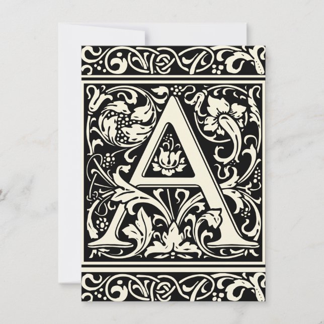 Letter A Mediaeval Monogram Art Nouveau Invitation (Front)