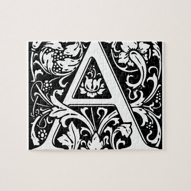 Letter A Mediaeval Monogram Art Nouveau Jigsaw Puzzle (Horizontal)