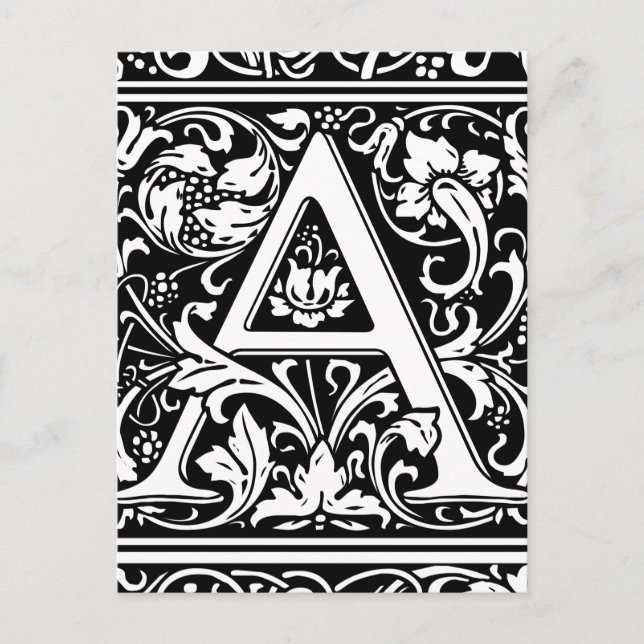 Letter A Mediaeval Monogram Vintage Initial Postcard (Front)