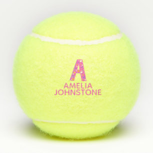 Letter A monogram girls personalised pink Tennis Balls