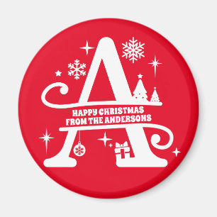 Letter A Monogram Initial Family Name Greeting Magnet