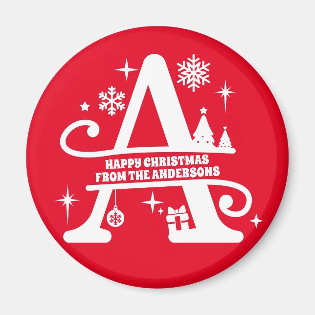 Letter A Monogram Initial Family Name Greeting  Magnet (Front)