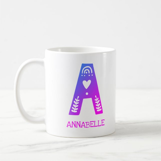 Letter A Monogram Name Kids Coffee Mug (Left)