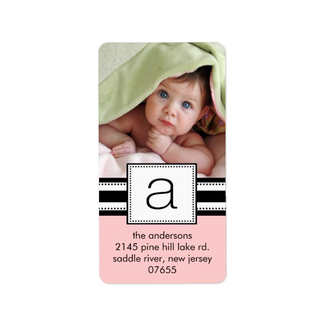 Letter A Monogram Vetical PHOTO Address Labels. Label (Front)