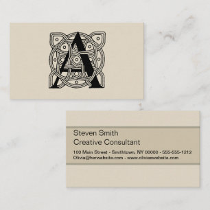 Letter A Monogram Vintage Celtic Knot Print Business Card
