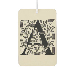 Letter A Monogram Vintage Celtic Knot Print Car Air Freshener