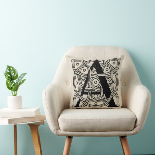 Letter A Monogram Vintage Celtic Knot Print Cushion