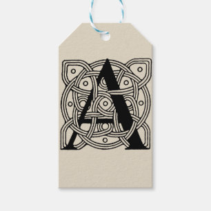 Letter A Monogram Vintage Celtic Knot Print Gift Tags