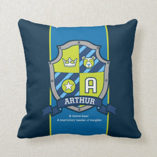 Letter A name meaning Arthur bear custom Cushion