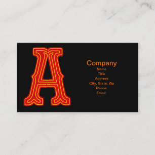 Letter "A" Neon Light Monogram Business Card