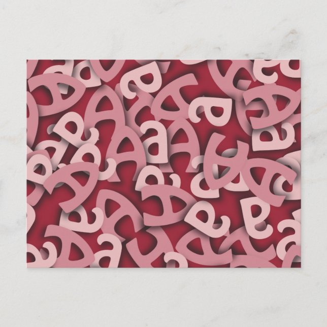 Letter A Pink Postcard (Front)